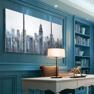 3 Panels Canvas Art Blue City Scene Wall Art Decor Living Room