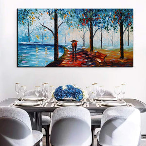 Unique Wall Art for Living Room Light Blue Forest Lover carry Umbrella