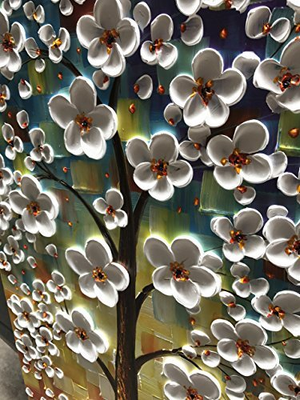 Vertical Canvas Art Flower Tree Decor Hallway 100% Hand Painted No Fade