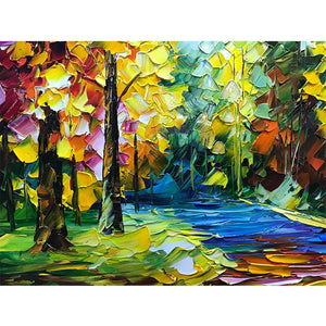 Abstract Maple Forest Palette Knife Wall Art Decor for Living Room