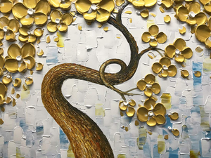 Bedroom Wall Art Wealth Gold Flower Tree Decor Blank Wall Upgrade Life
