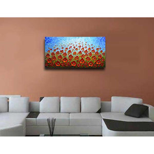 3D Blue Texture Red Flower Wall Art Ideas For Large Wall
