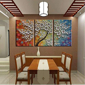 3 Piece Canvas Paintings 100% Hand Painted Abstract Flower Wall Art