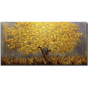 Yellow Wall Art Canvas Flower Tree Large Acrylic Painting Decor Office