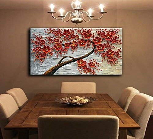 Abstract Wall Art for Living Room Red 3D Hand Painted Canvas Art