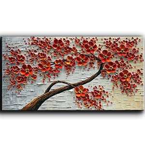 Abstract Wall Art for Living Room Red 3D Hand Painted Canvas Art